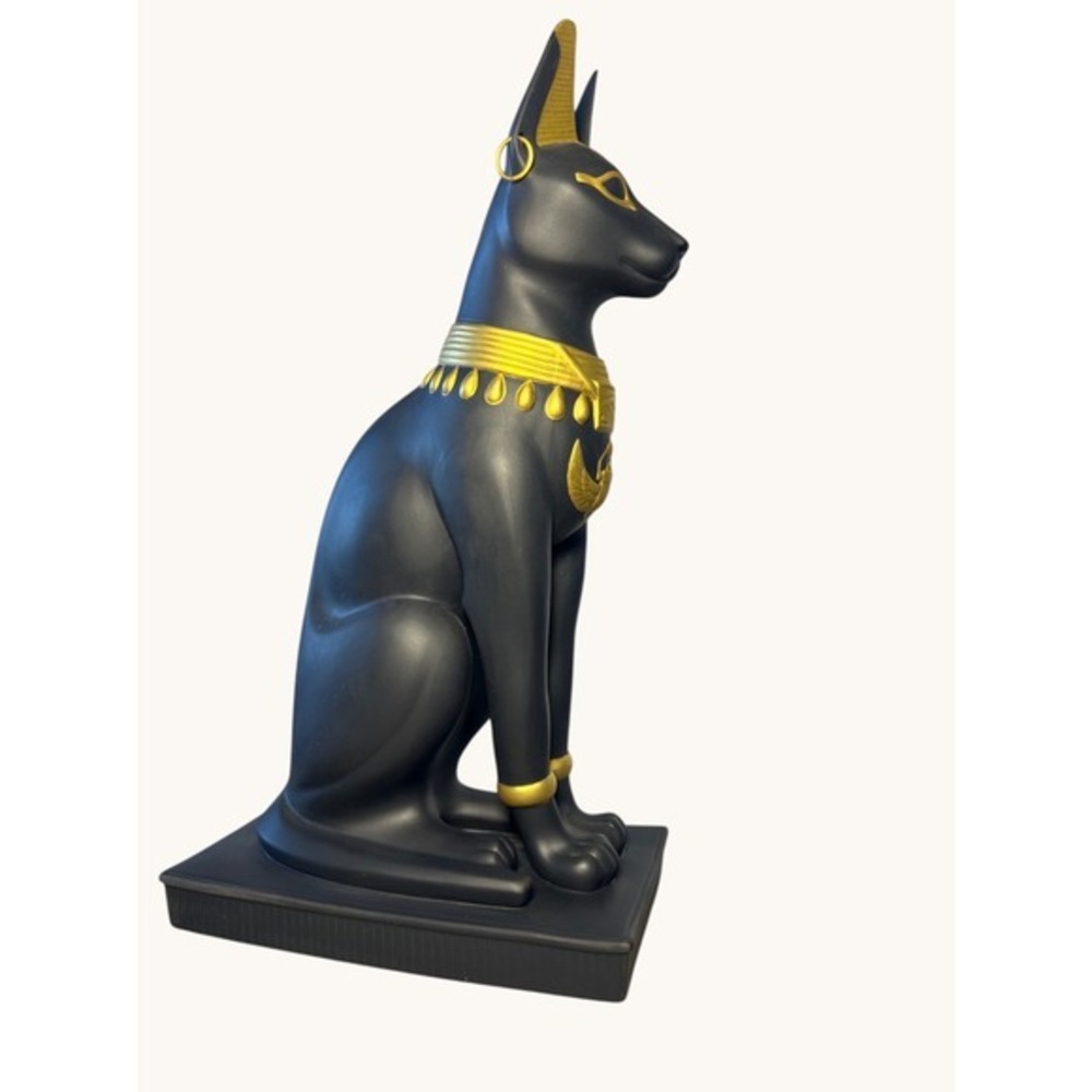 Franklin Mint Guardian of the Nile Bastet Cat Fine Black Porcelain 24K Gold 1989 - Picture 9 of 15